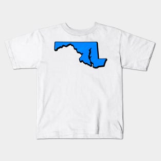 Bright Blue Maryland Outline Kids T-Shirt